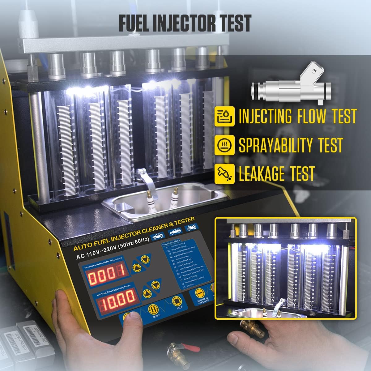 Fuel injector flow test + cleaning